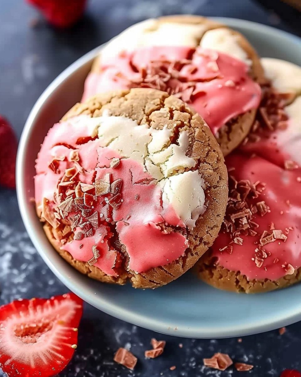 Chocolate Dipped Strawberry Cookies