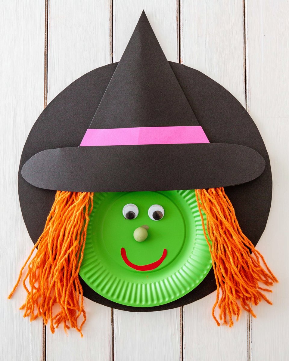 Paper Plate Witch Craft For Kids - Easy Halloween Craft