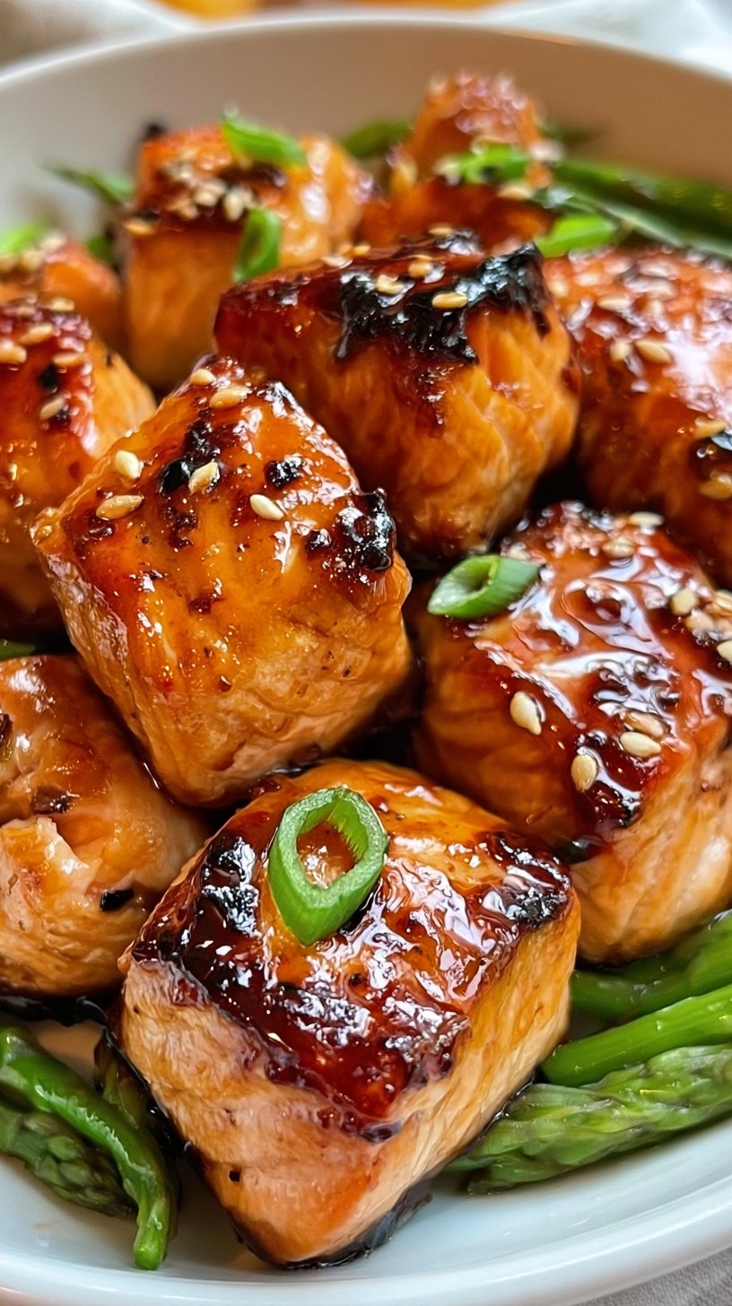 Honey Soy Glazed Air Fryer Salmon Bites
