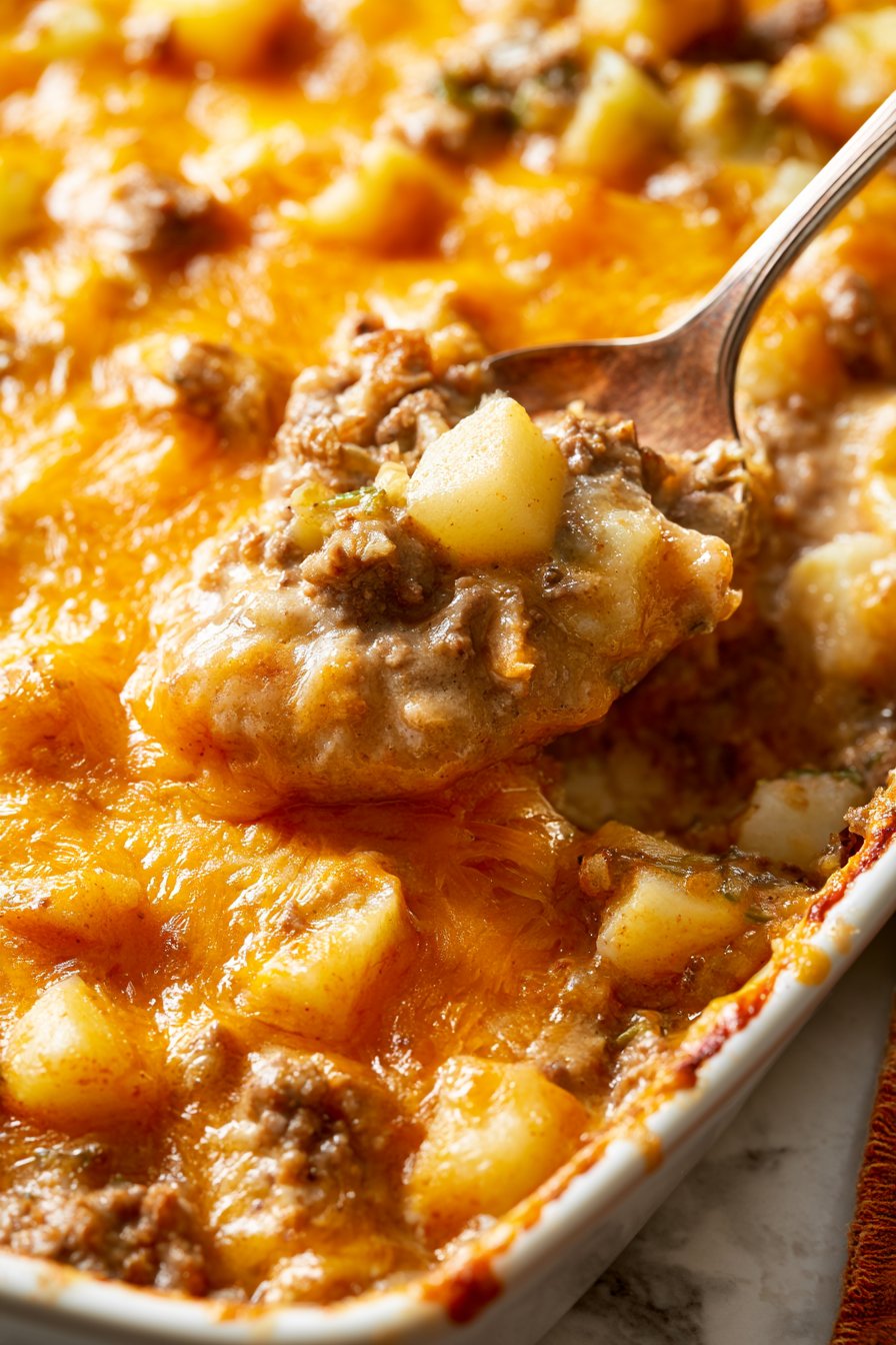 Cheesy Ground Beef and Potato Casserole