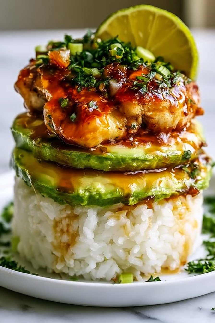 Honey Lime Chicken Rice Stack