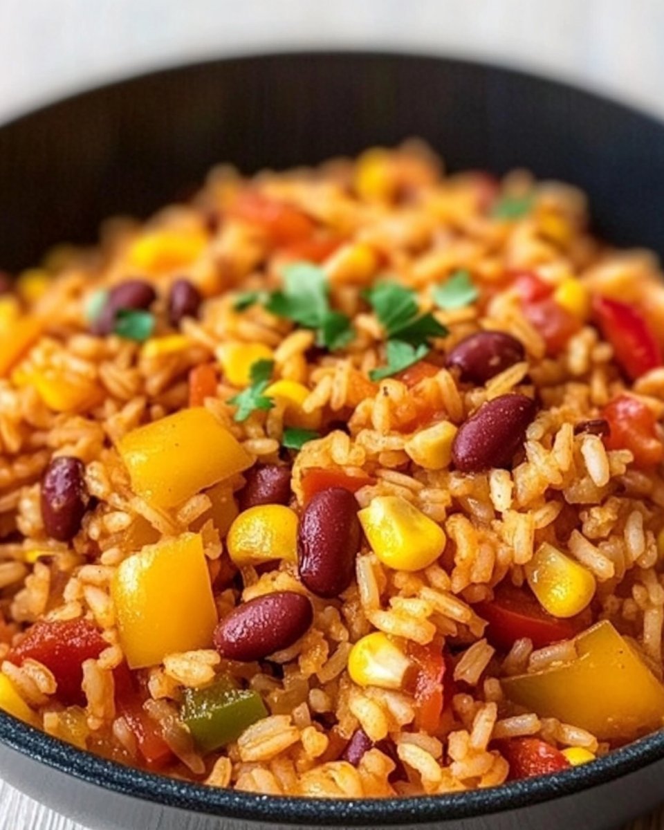 One-Pot-Reis mit Paprika, Bohnen und Mais