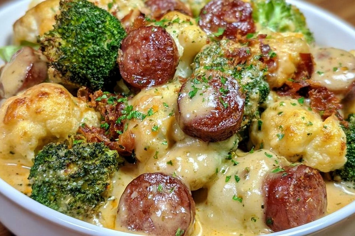 Low Carb Meals With Broccoli &Cauliflower Sausage
