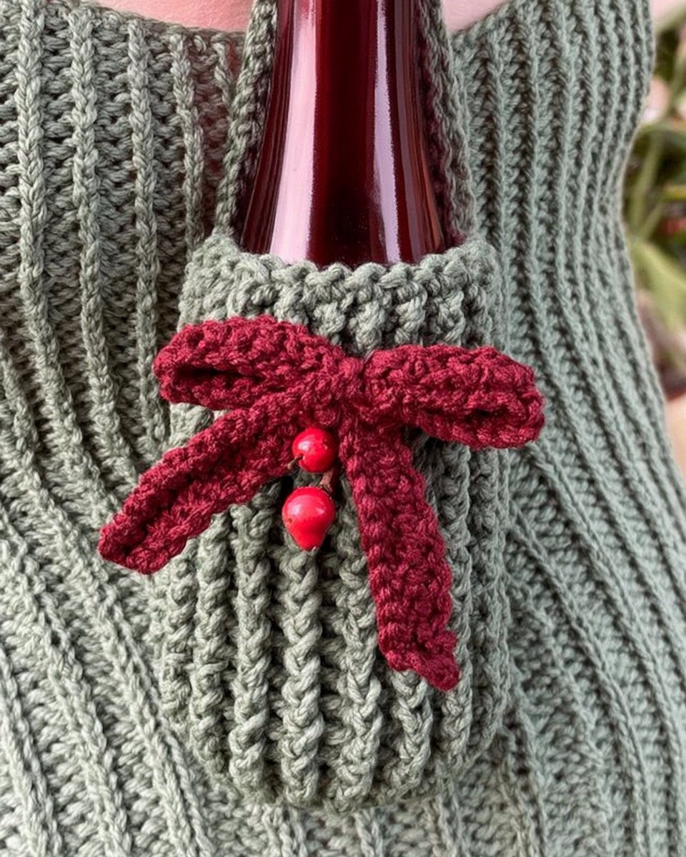 Winterberry Wine Cozy Free Crochet Pattern