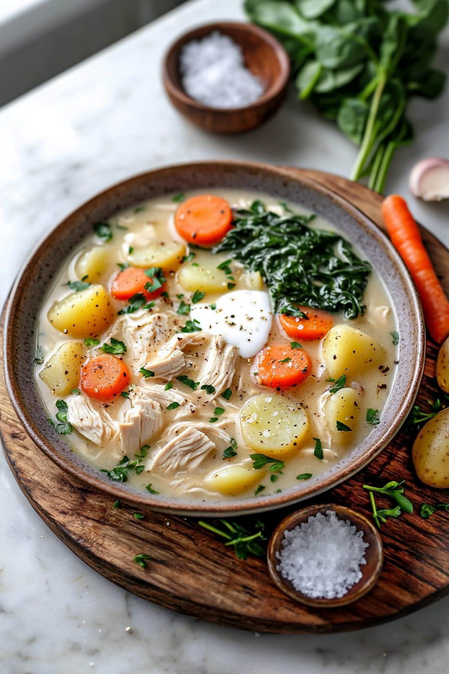 Slow Cooker Tuscan Chicken Potato Soup