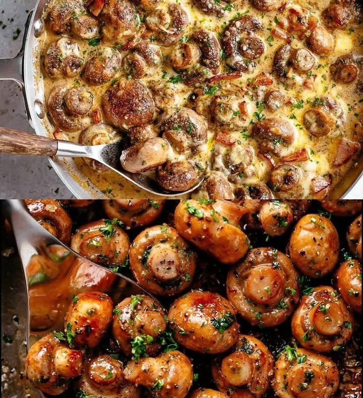 Champignons in köstlicher Knoblauch-Sahnesauce