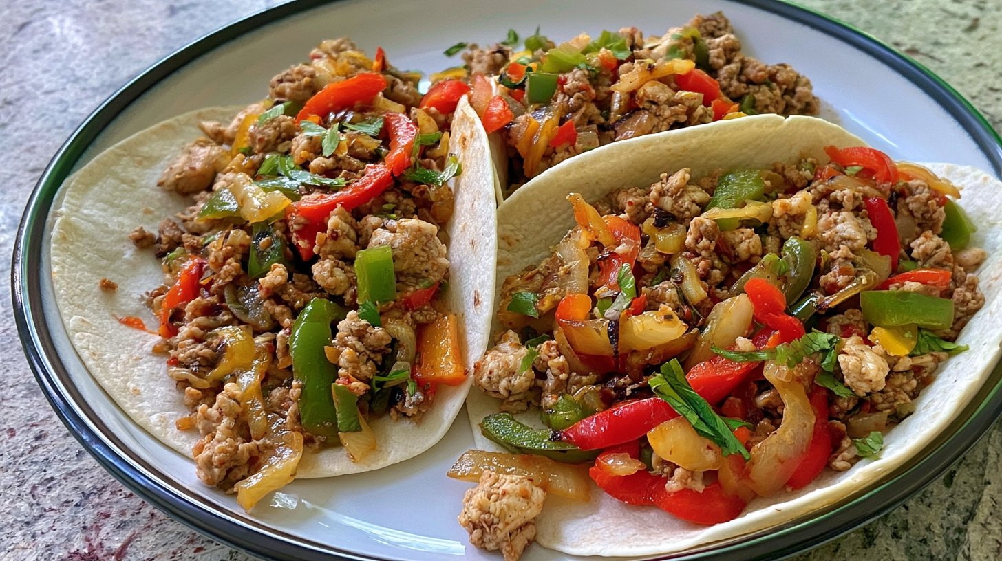 High Protein + Low Carb Ground Chicken Fajitas