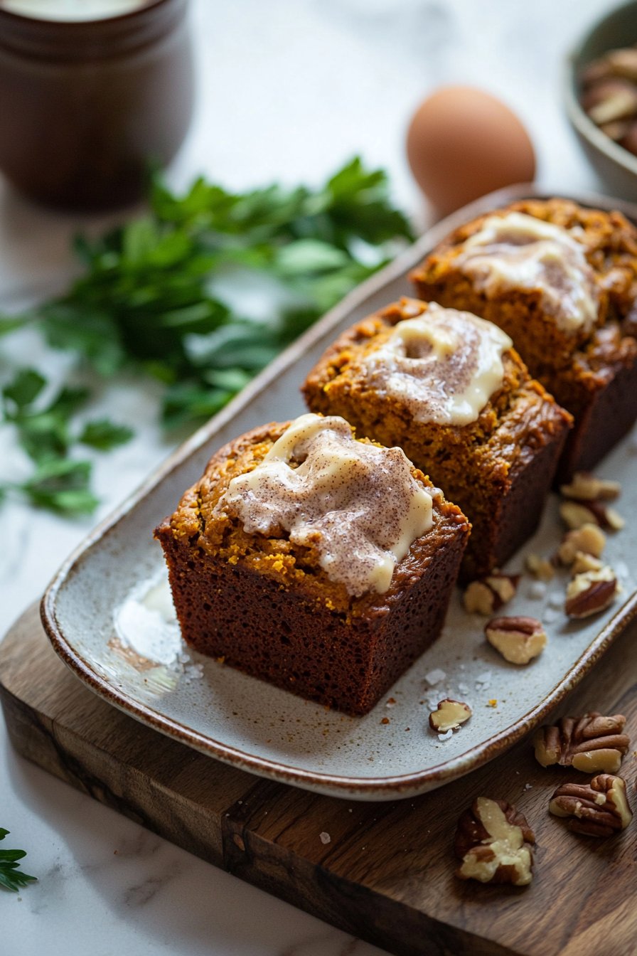 Mini Pumpkin Bread with Cinnamon Swirl