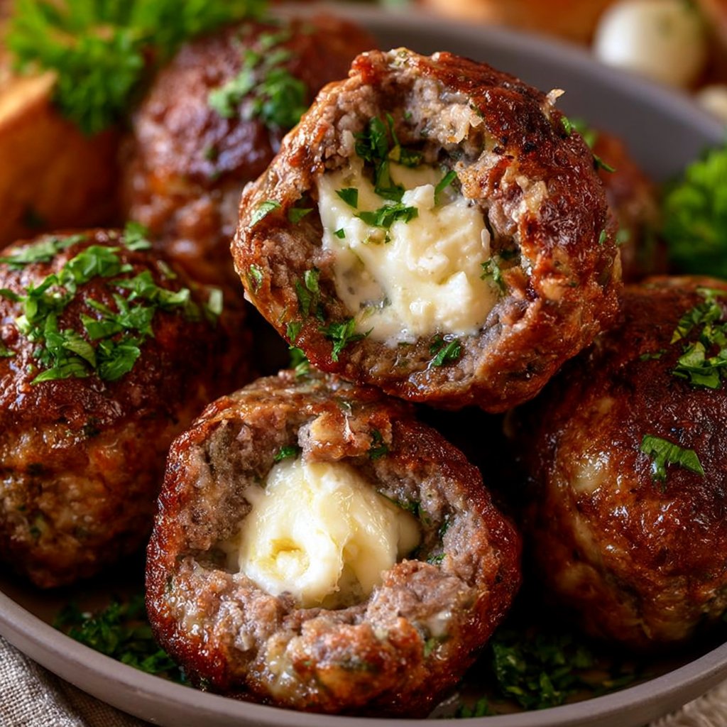 Griechische Frikadellen gefüllt mit Schafskäse