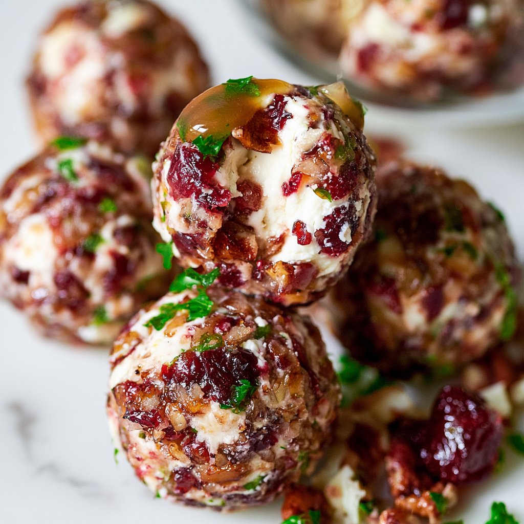 Mini Candied Pecan Cranberry Goat Cheese Balls