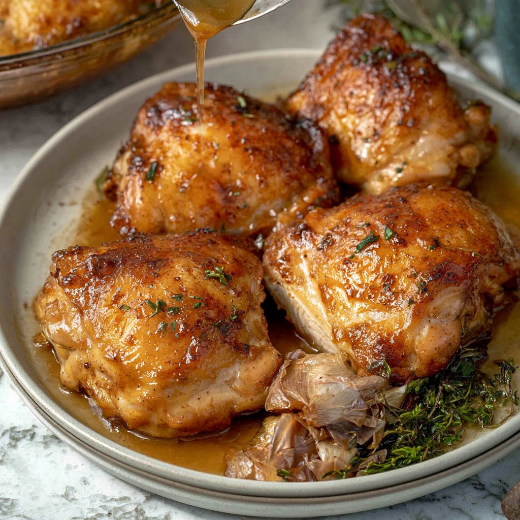 One-Skillet Apple Cider Glazed Chicken Thighs