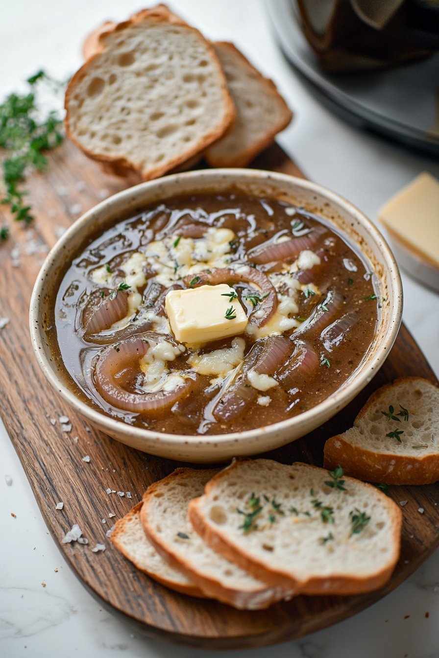 Langsame Kochtopf Französische Zwiebelsuppe