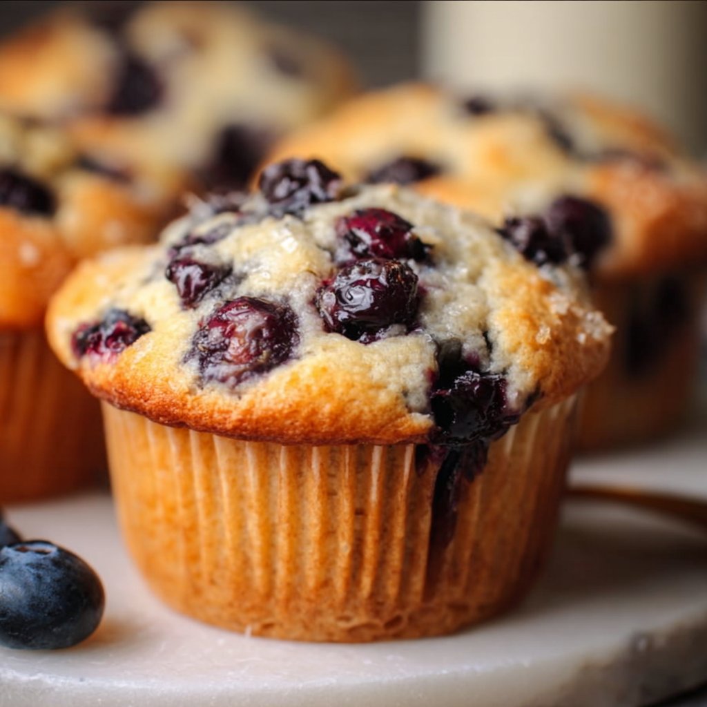 Fluffy Blueberry Greek Yogurt Muffins