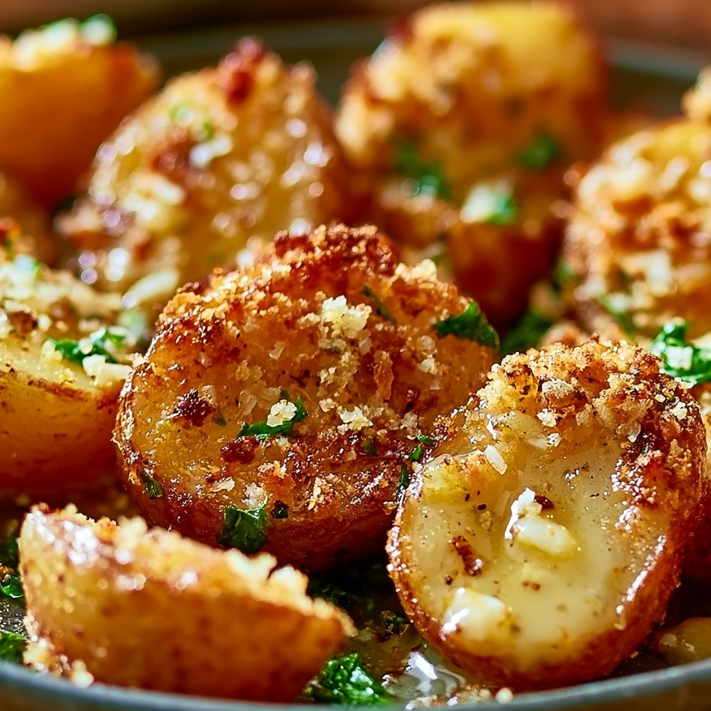 Parmesan Crusted Potatoes With Garlic Butter