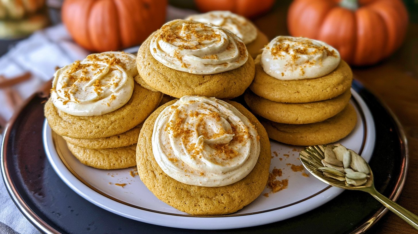 Soft Pumpkin Cookies with Pumpkin Browned Butter Frosting