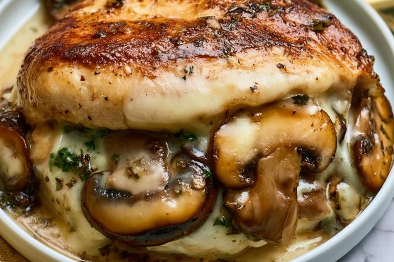 Cheesy Garlic Butter Mushroom Stuffed Chicken 2 Cheesy Garlic Butter Mushroom Stuffed Chicken