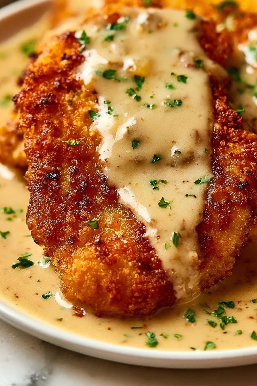 Crispy Parmesan Chicken Recipe 1 Crispy Parmesan Chicken with Creamy Garlic Sauce
