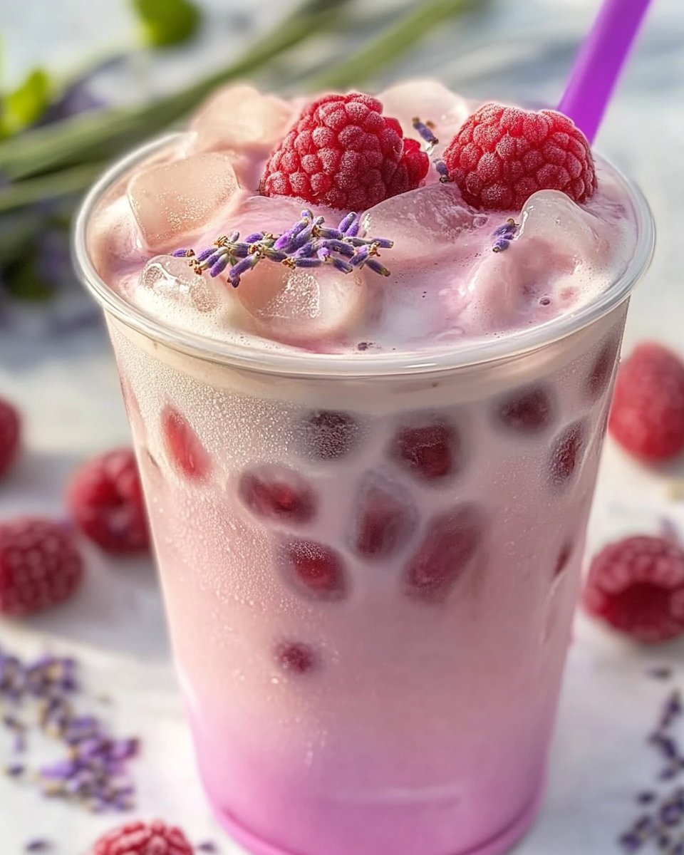 Iced Lavender Raspberry Cream Latte