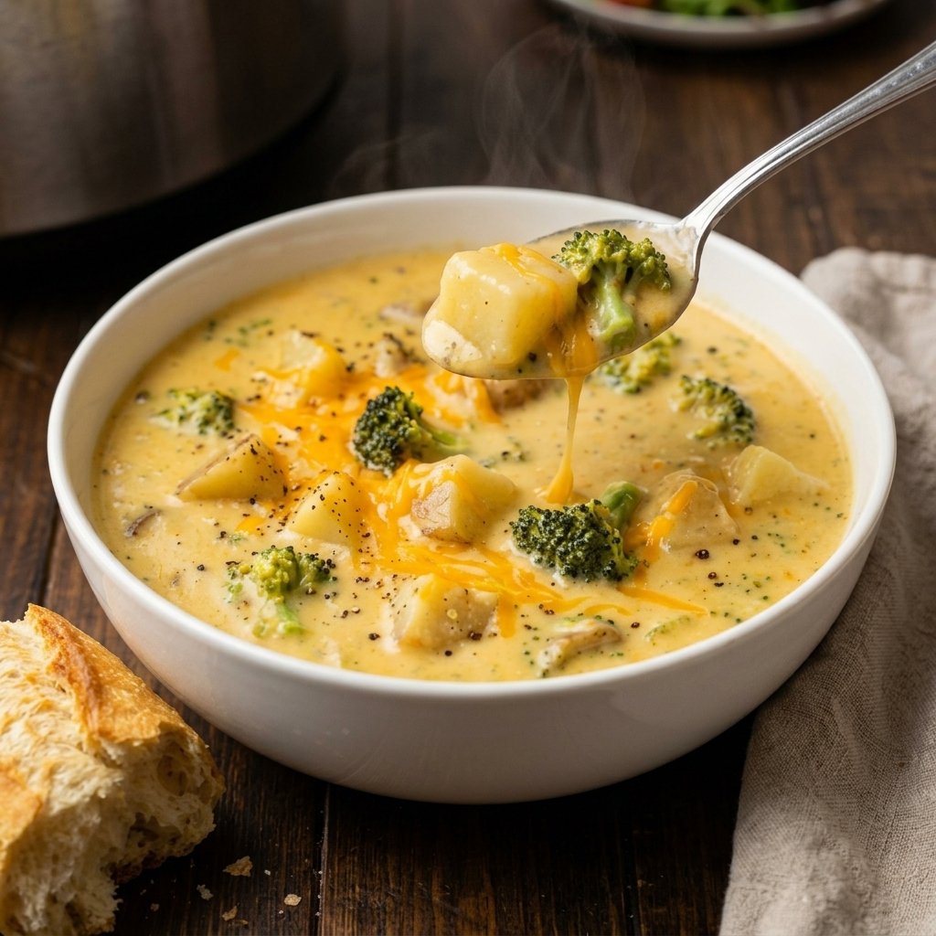 Crockpot Potato Broccoli Cheddar Soup