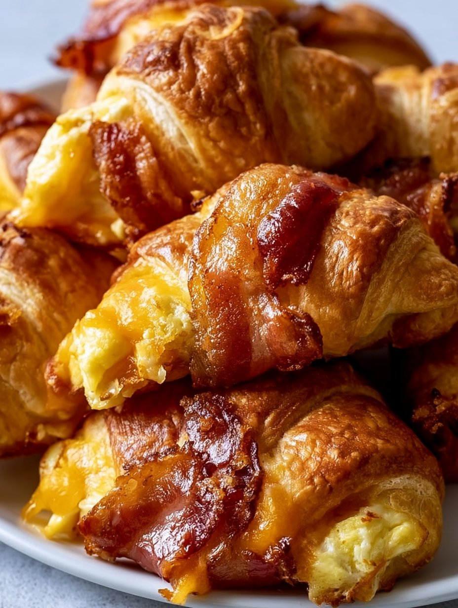 Rollos de Croissant con Tocino, Huevo y Queso