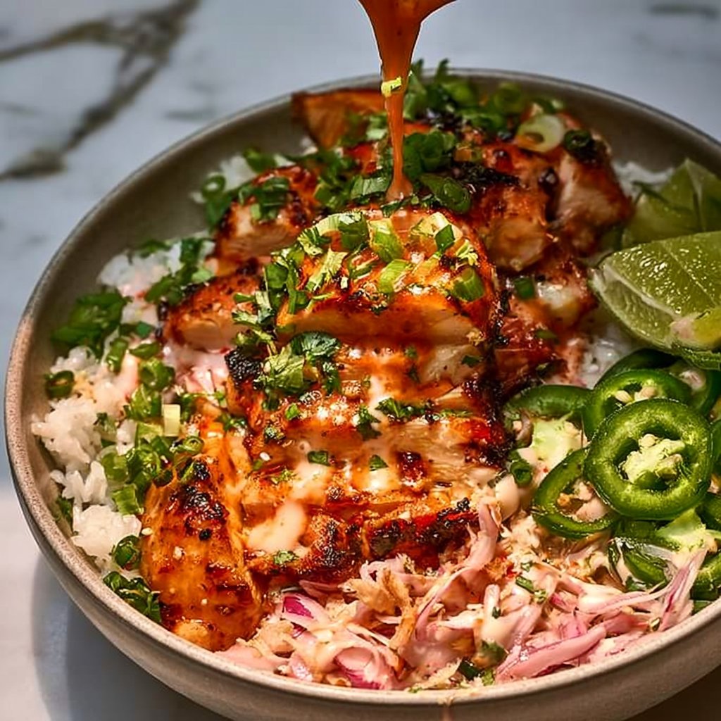 Sweet Chili Chicken Bowl with Coconut Lime Drizzle