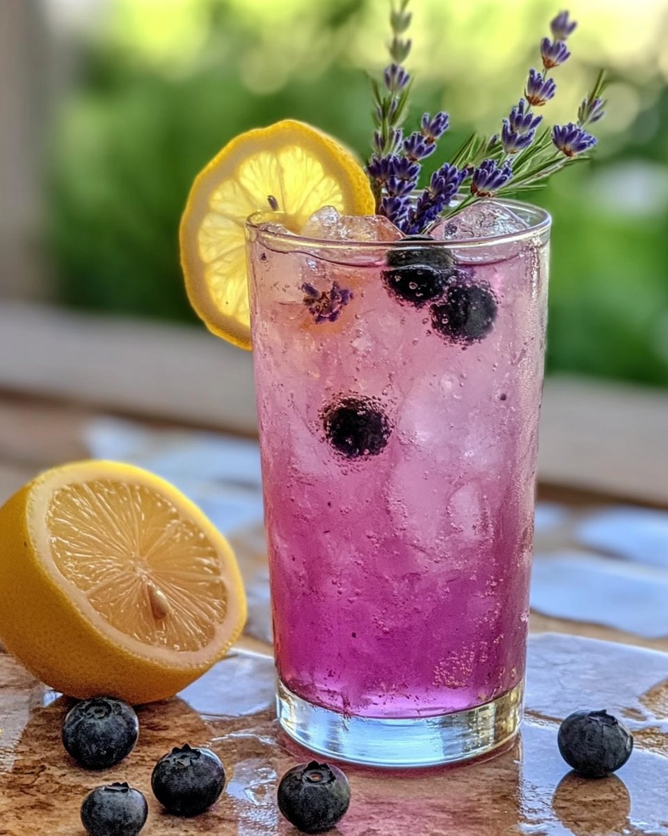 Lavender Mocktail with Lemon and Blueberry