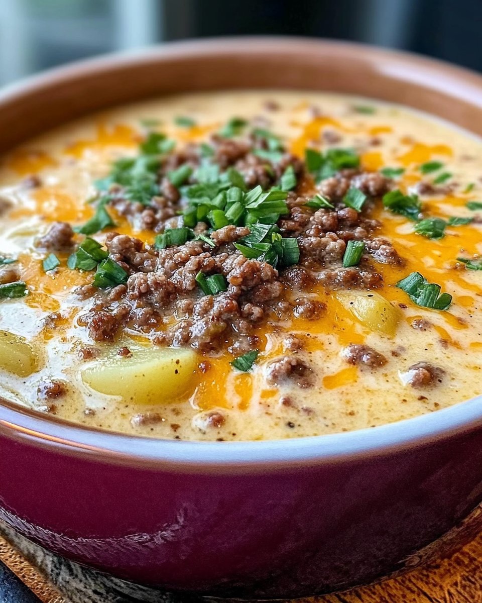 Creamy Crockpot Cheeseburger Potato Soup