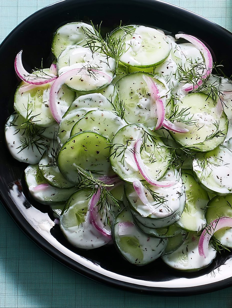 Ensalada de Pepino Polaca con Crema Agria