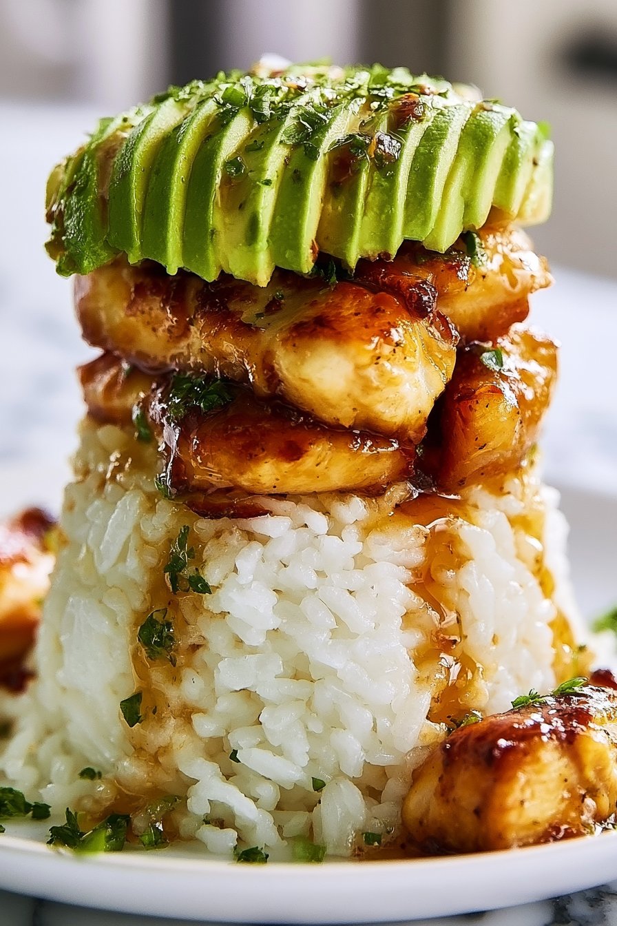 Honey Lime Chicken Avocado Rice Stack: Fresh & Flavorful Meal