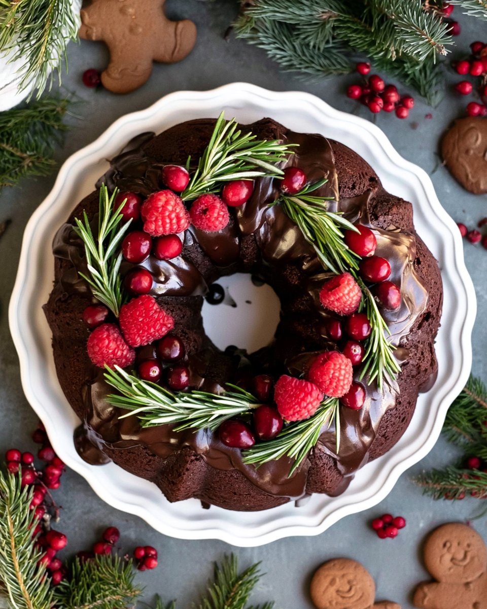Gingerbread Chocolate Bundt Cake Christmas Wreath