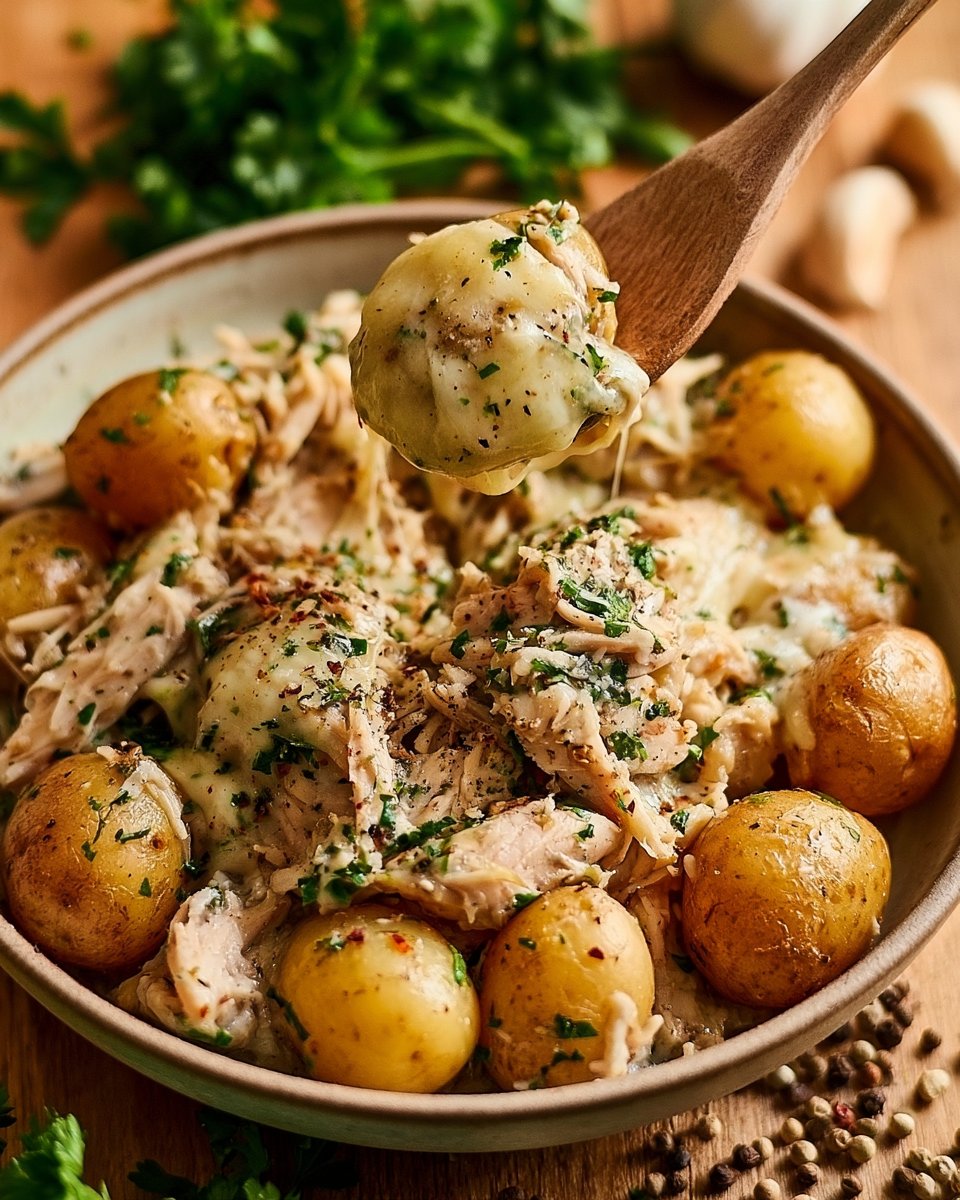 Garlic Parmesan Crockpot Chicken and Potatoes