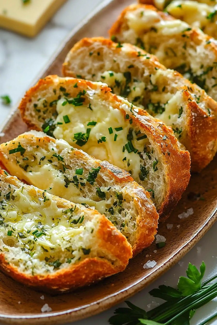 Schnelles Knoblauch-Kräuter-Käsebrot