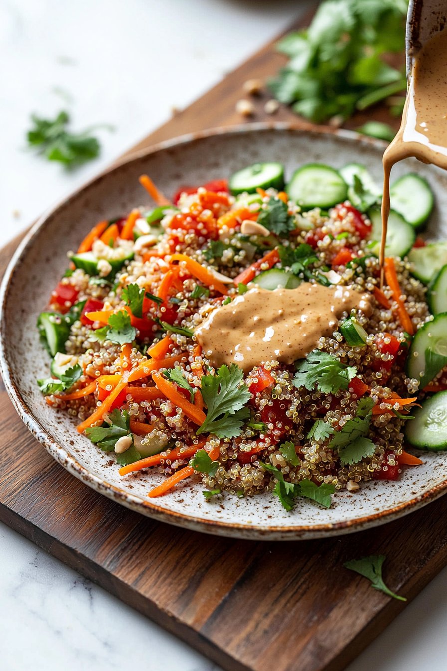 Thai Quinoa Salad with Creamy Almond Butter Dressing
