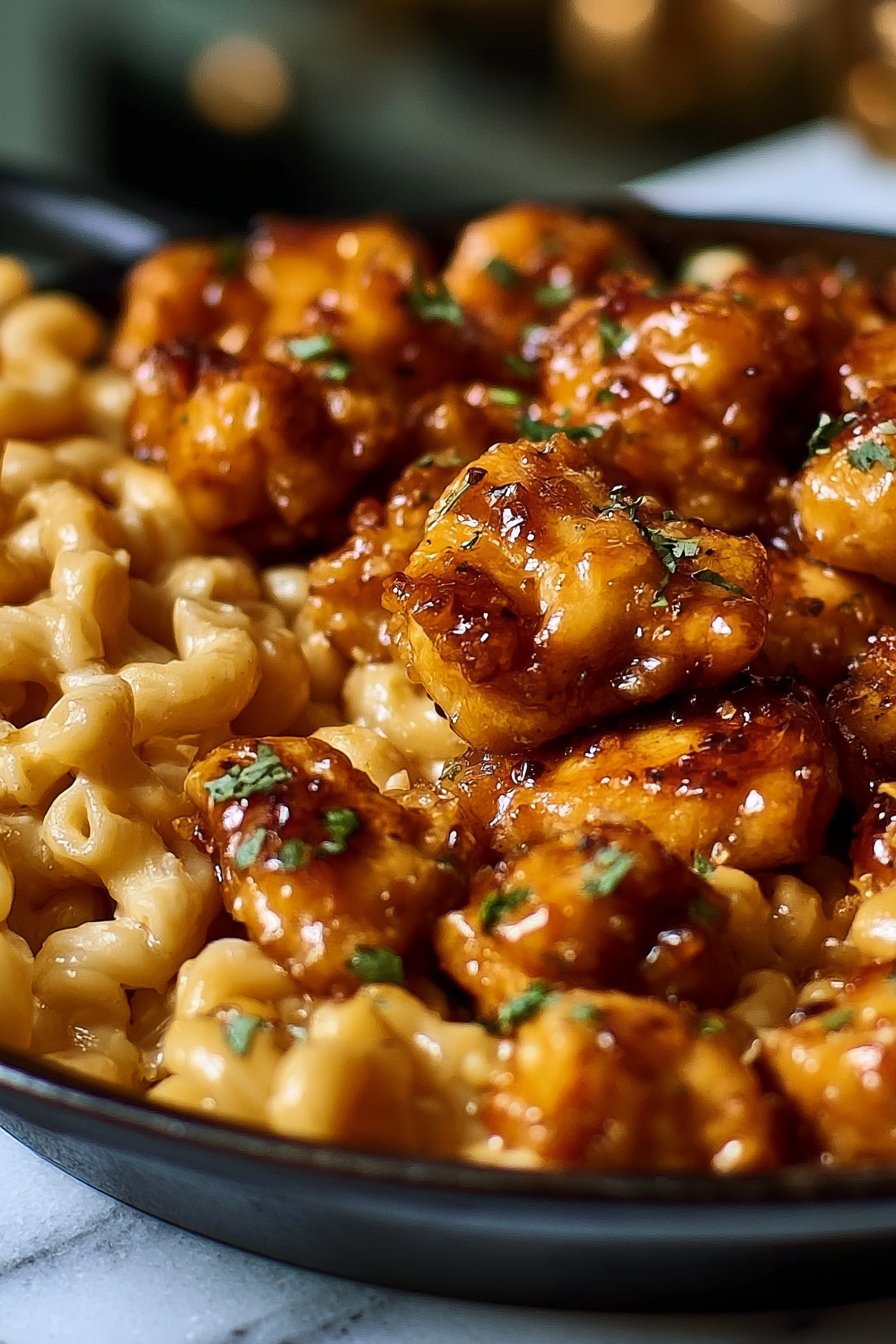 Honey Garlic Butter Chicken with Mac and Cheese