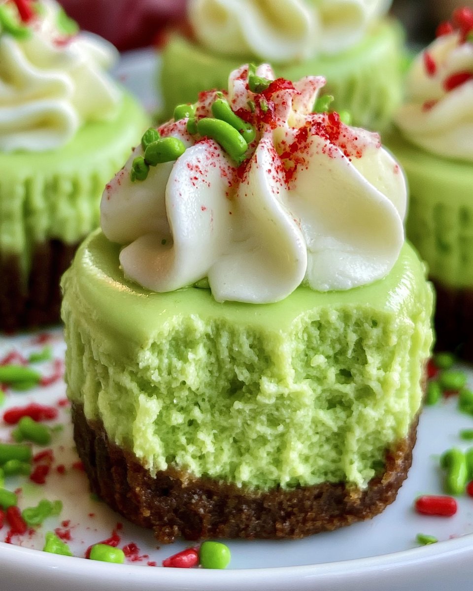 Grinch-Themed Mini Cheesecakes