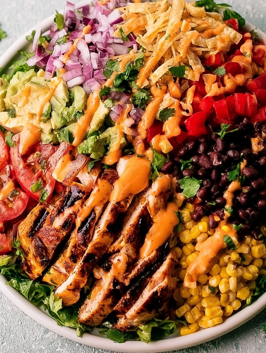 Ensalada de pollo al suroeste con aguacate