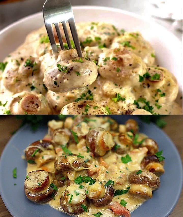 Knoblauchpilze in Parmesan Käse