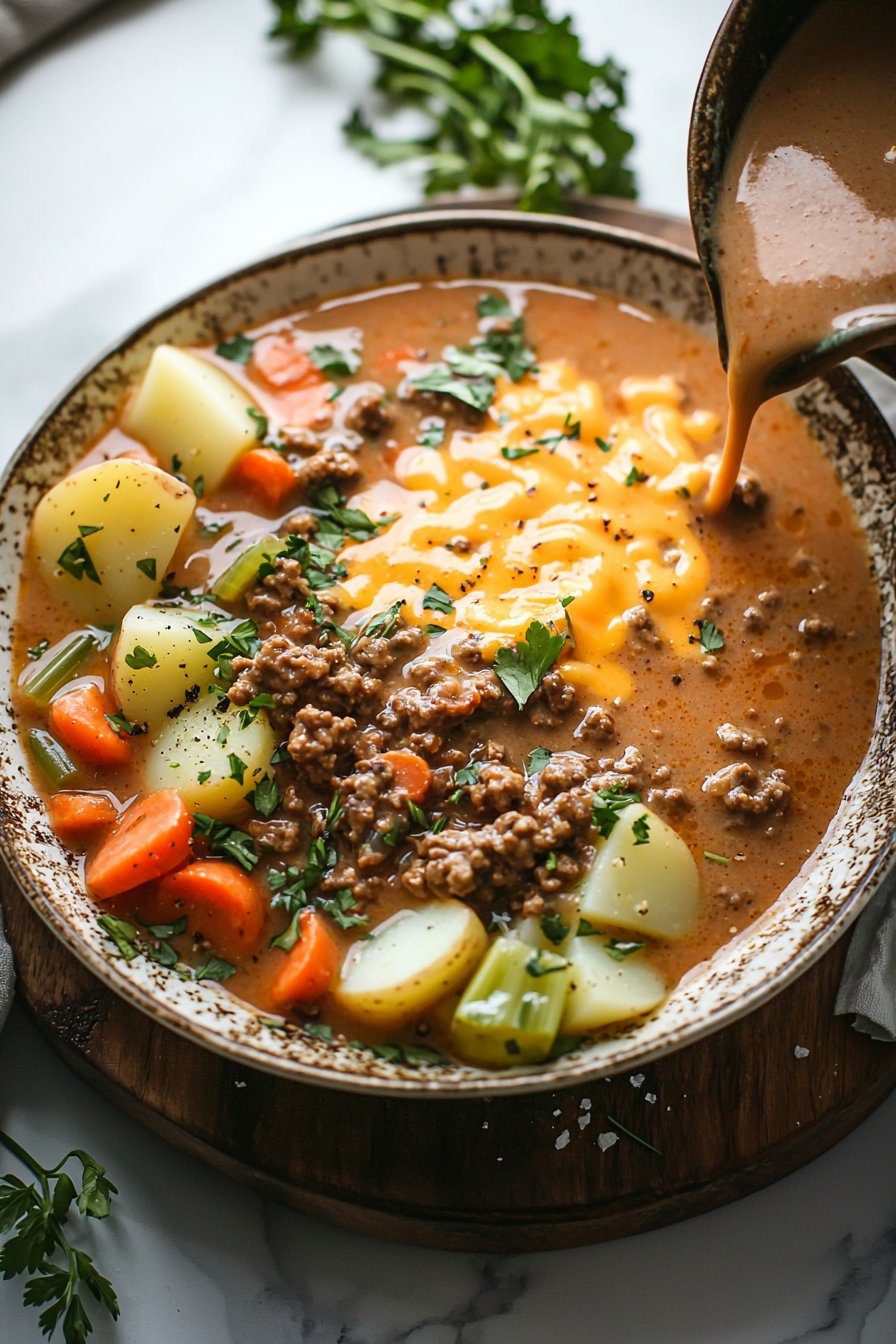 Easy Crockpot Cheeseburger Soup