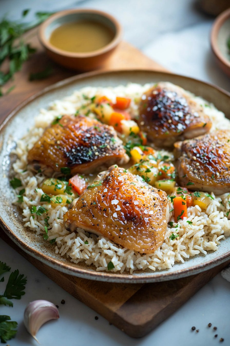 Easy Chicken Thighs and Rice