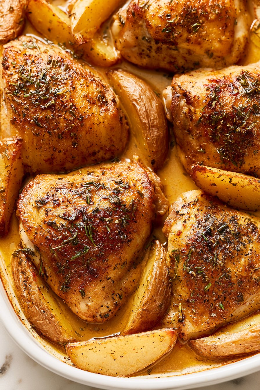 One Pan Baked Chicken and Potatoes 1 Sheet Pan Baked Chicken and Potatoes