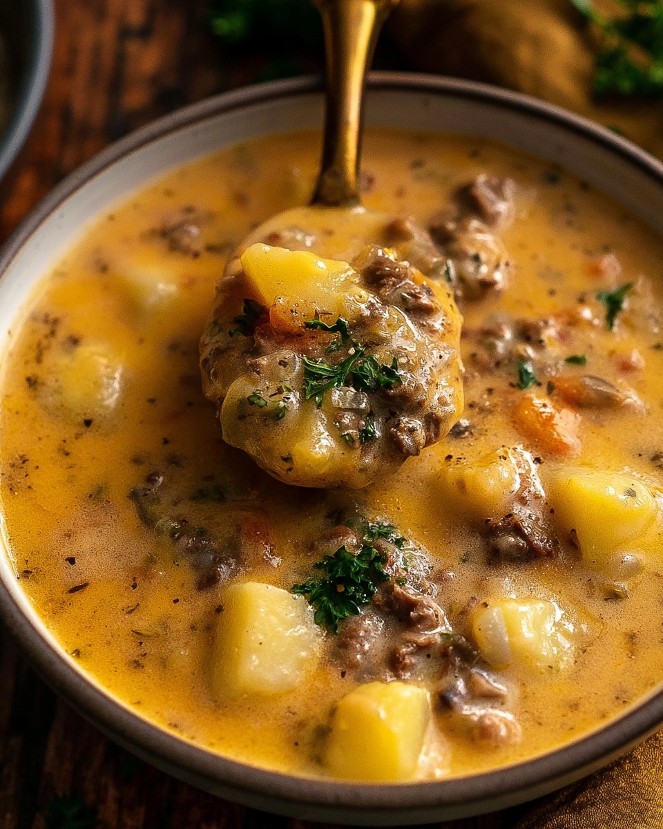 Cheesy Beef and Potato Soup