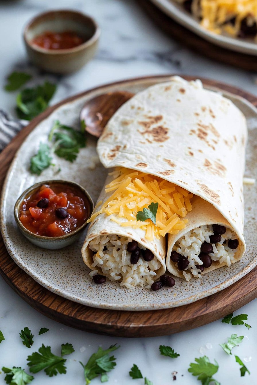 Cheesy Bean and Rice Burrito