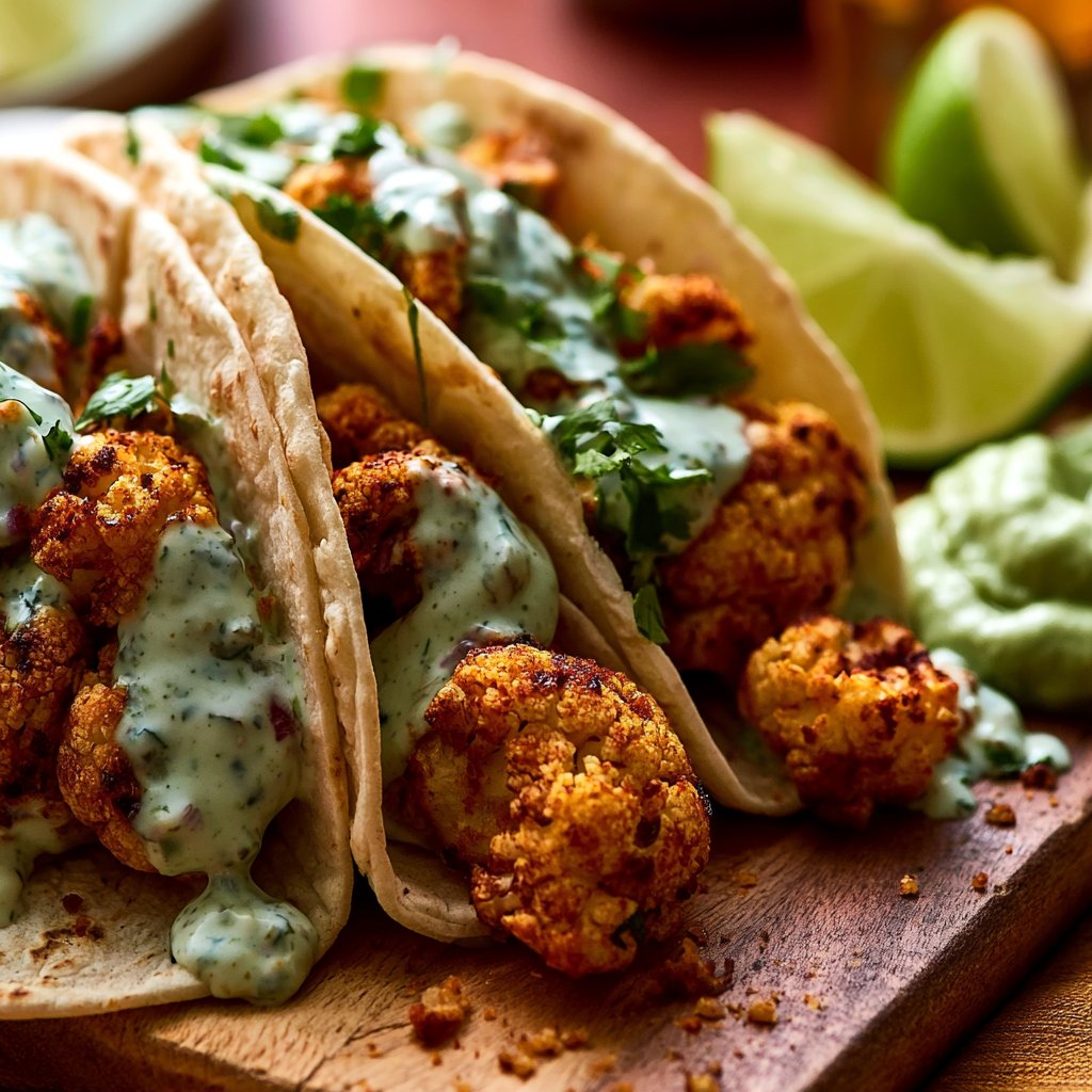 Cauliflower Tacos with Cilantro Lime Cream