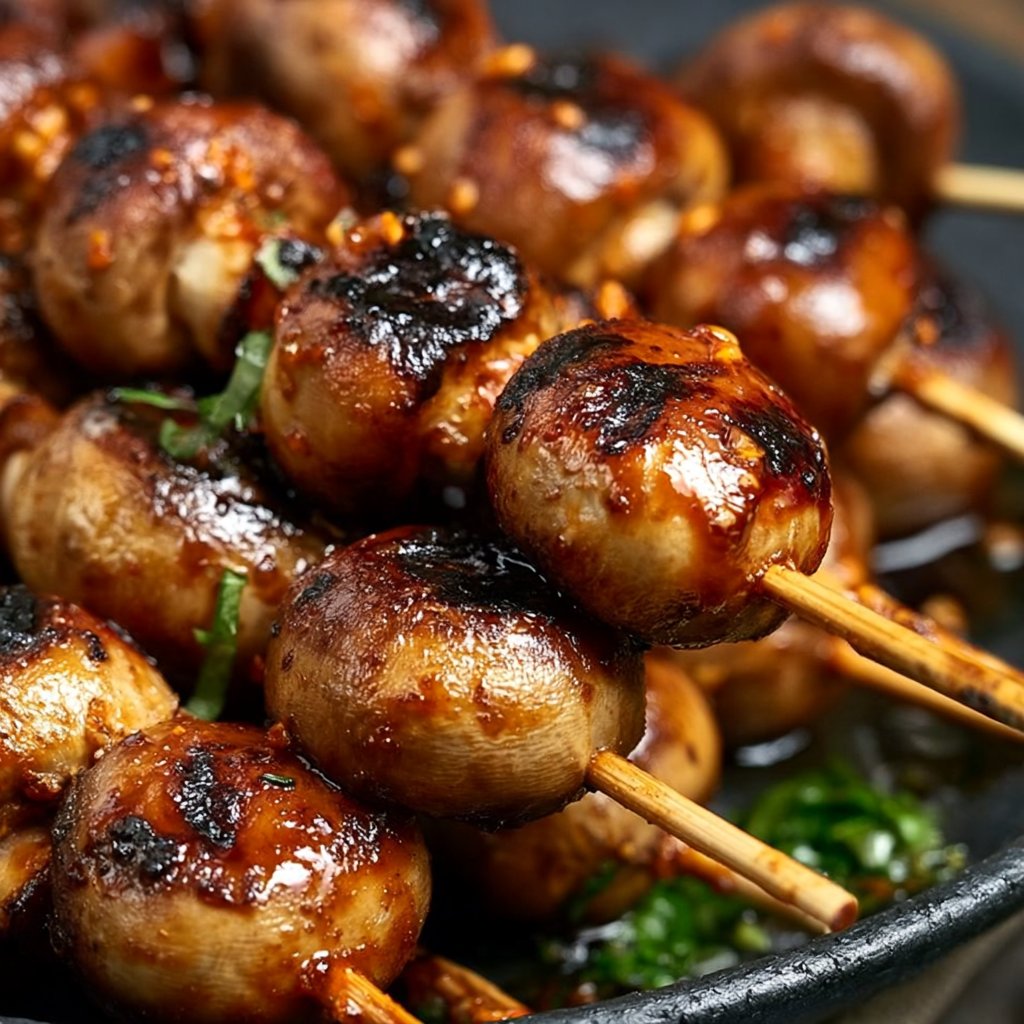 Juicy Grilled Mushroom Skewers with Spicy Marinade
