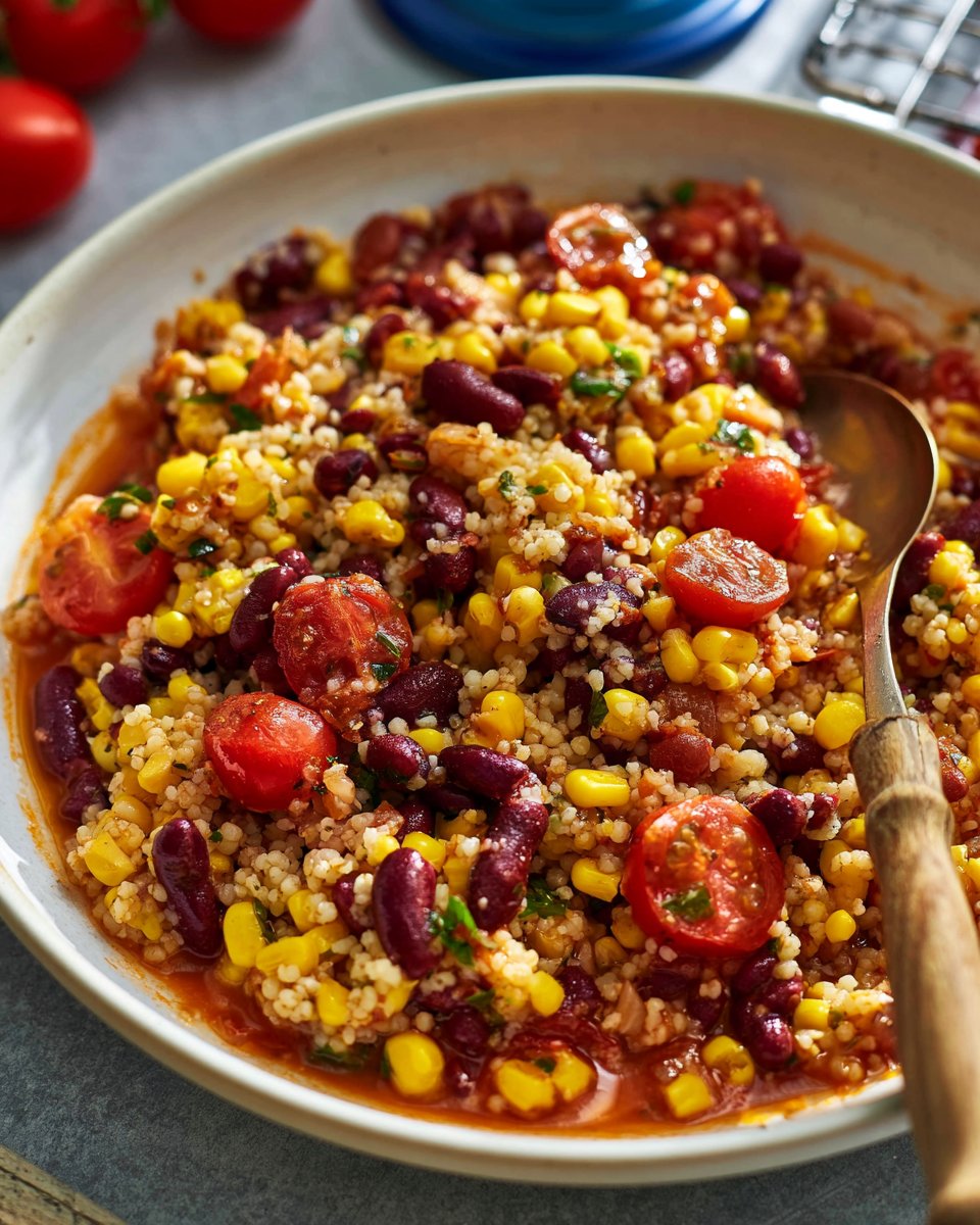 Couscous pan with tomatoes and kidney beans