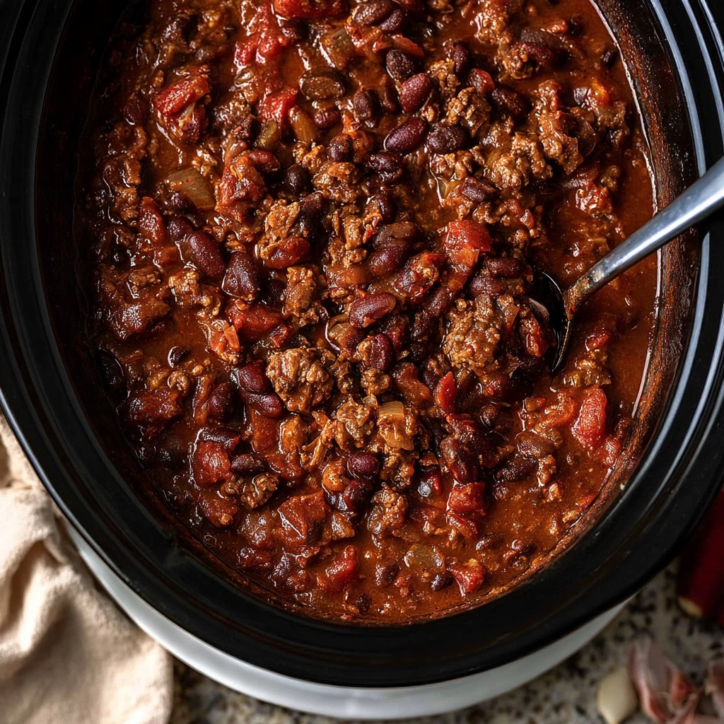 Slow Cooker Classic Beef & Dark Red Kidney Bean Chili