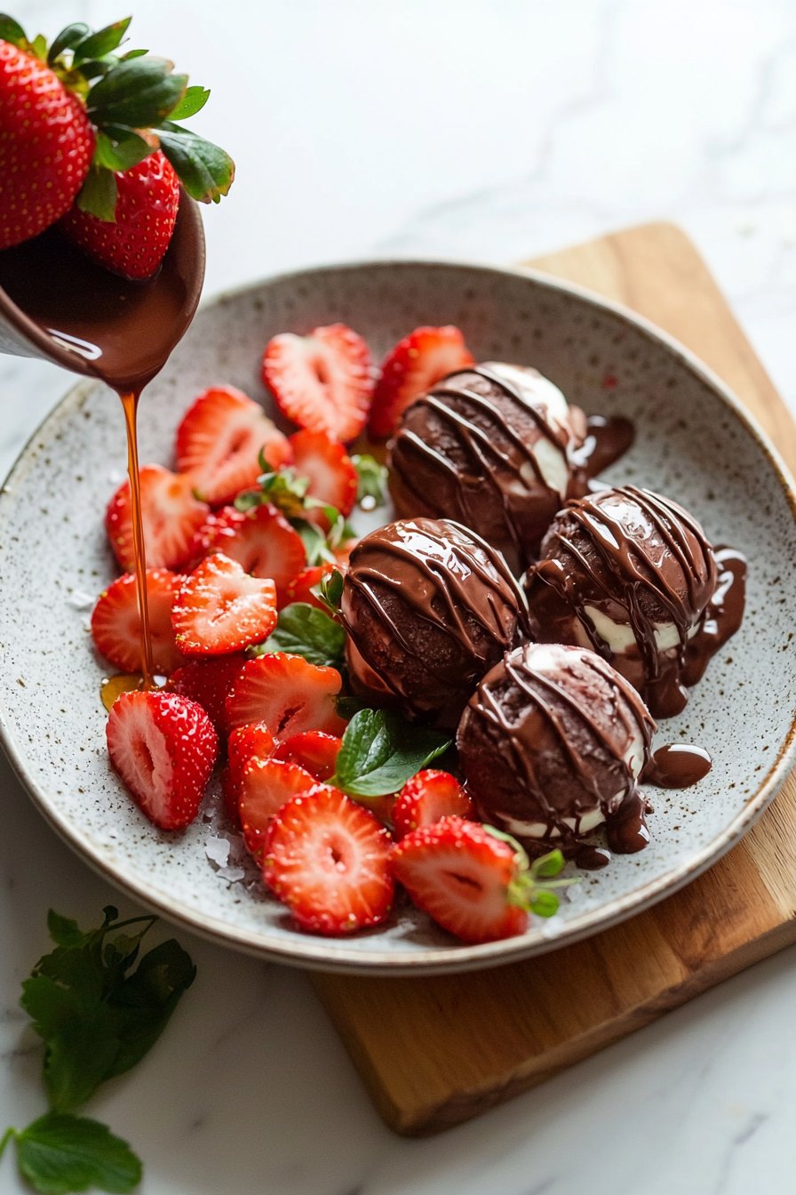 Chocolate Strawberry Frozen Yogurt Bites
