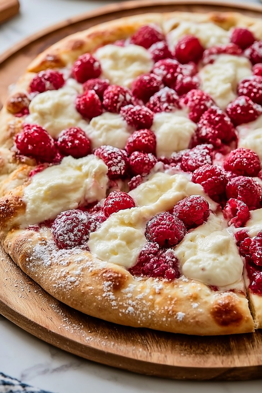 Raspberry Cheesecake Dessert Pizza