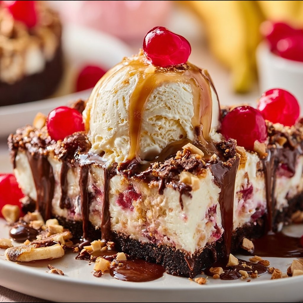 Banana Split Brownie Ice Cream Pizza