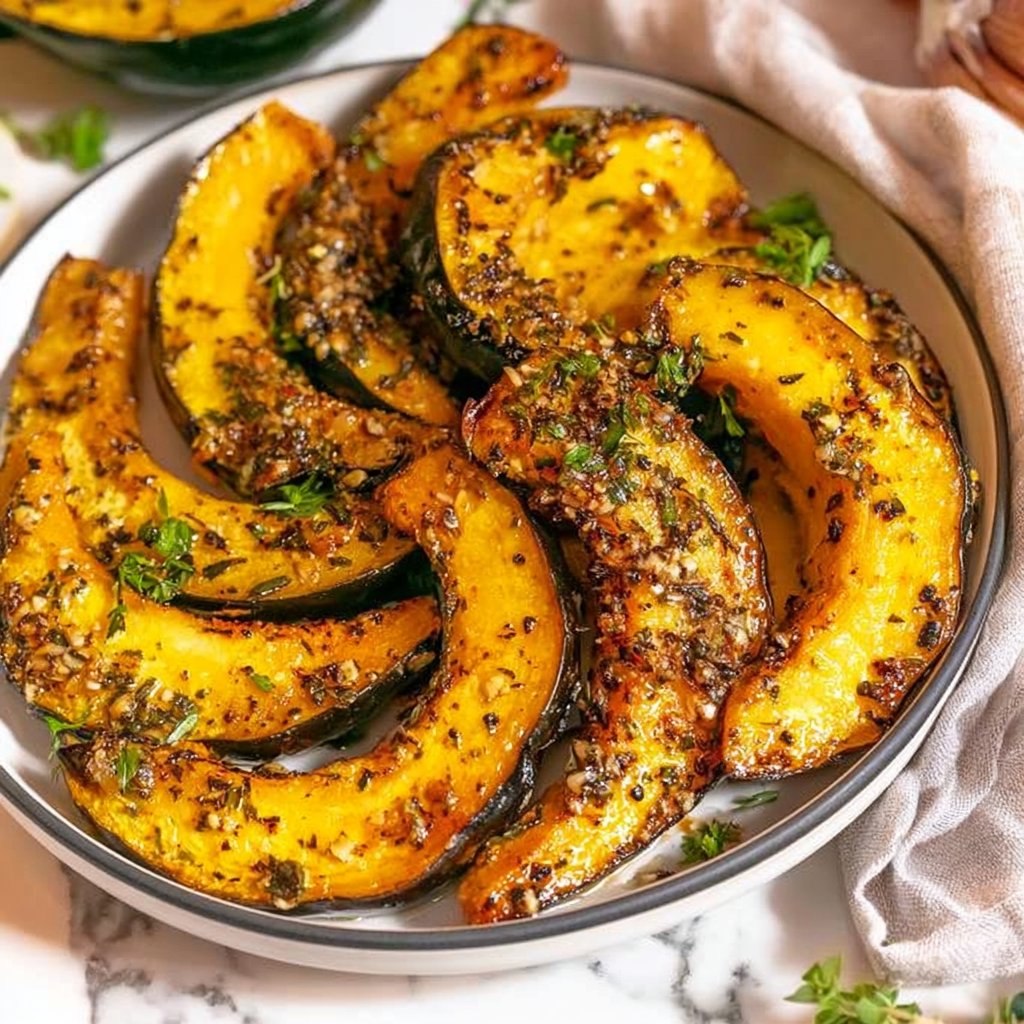 Garlic Herb Roasted Acorn Squash Wedges